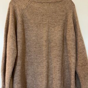 Pink Clover Tan Crew Neck Sweater Ribbed Knit